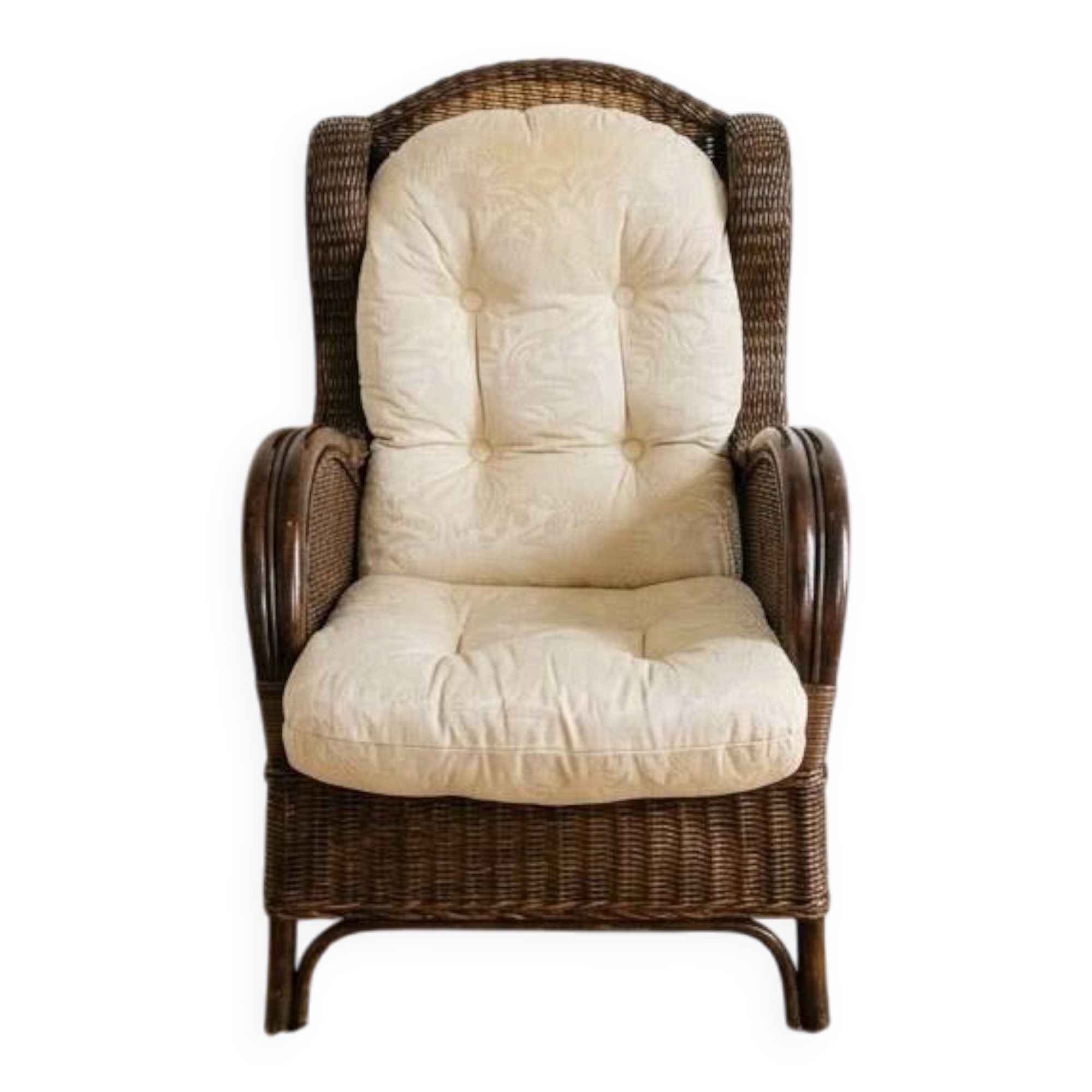 Vintage retro armchair in rattan and wicker