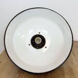 Industrial black enamel factory pendant lamp, 1950s