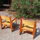 Wooden armchairs (1950) André Sornay designer