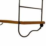 1960s steel and oak veneer wall shelf