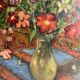 Oil on canvas still life with a red bouquet signed Bérard 20th century.