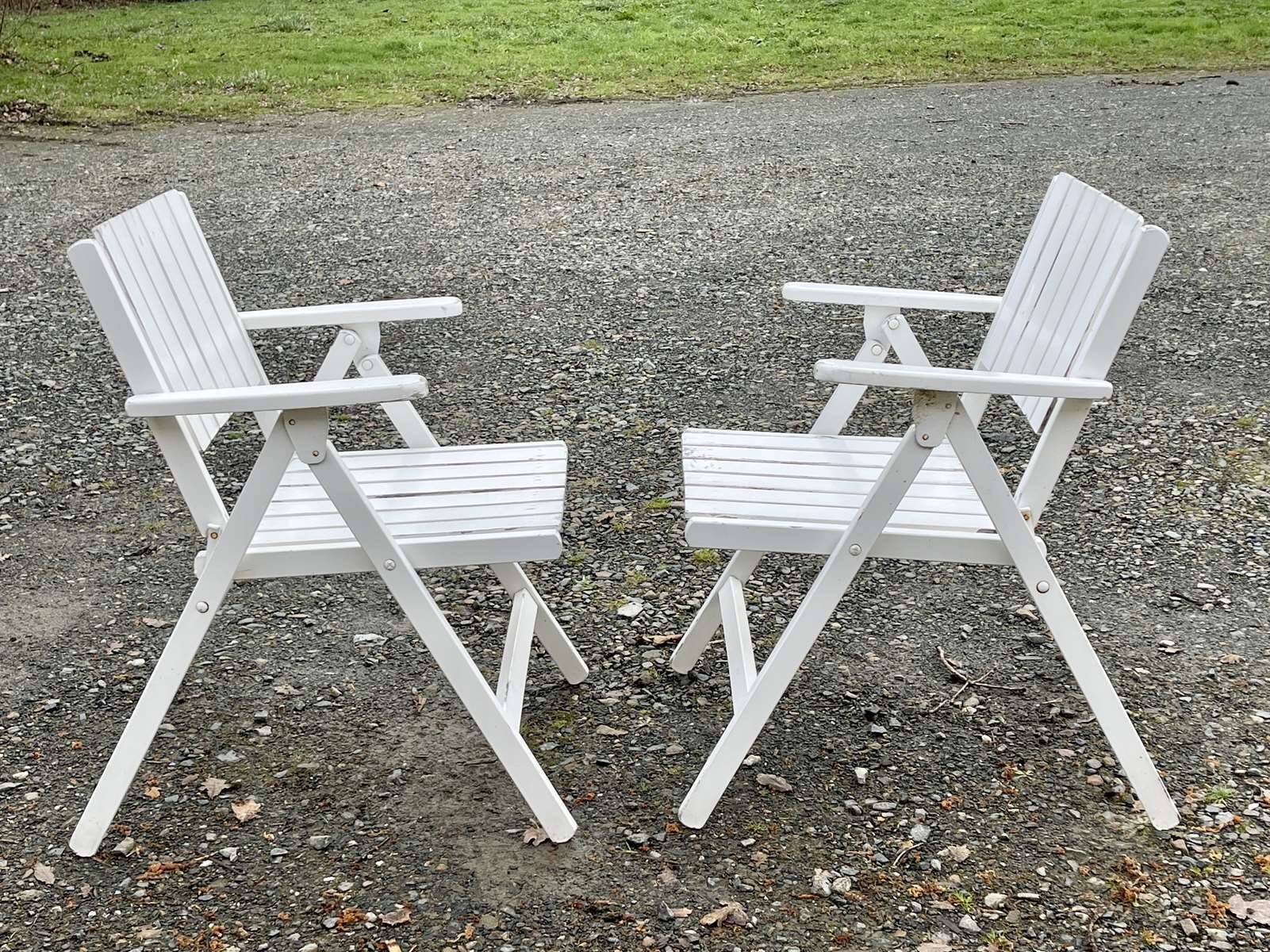 Pair of wooden garden armchairs from the 1960s from the youpy brand