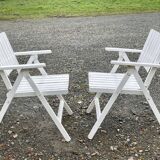 Paire de fauteuils de jardin en bois des années 1960 de la marque youpy