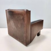 Comfortable Postmodern Brown Leather Armchair, Italy
