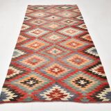 5x9 Faded Color Turkish Vintage Kilim Rug, 141x275Cm Geometric Style Kilim