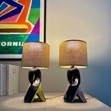 Pair of "Fifties" ceramic bedside lamps, 1950