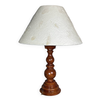 Large wooden buffet table lamp with handmade paper lampshade