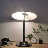 Mushroom lamp, chrome metal saucer, Aluminor, France, 1970