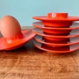 Rosti Mepal set of 6 orange egg cups, space age from Scandinavian design for apartment decoration