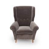 Set of grey velvet armchairs, 1950s.