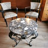 Art deco wrought iron and marble coffee table 40s
