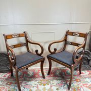 Pair of Armchairs and Pair of Chairs in Mahogany, 20th Century