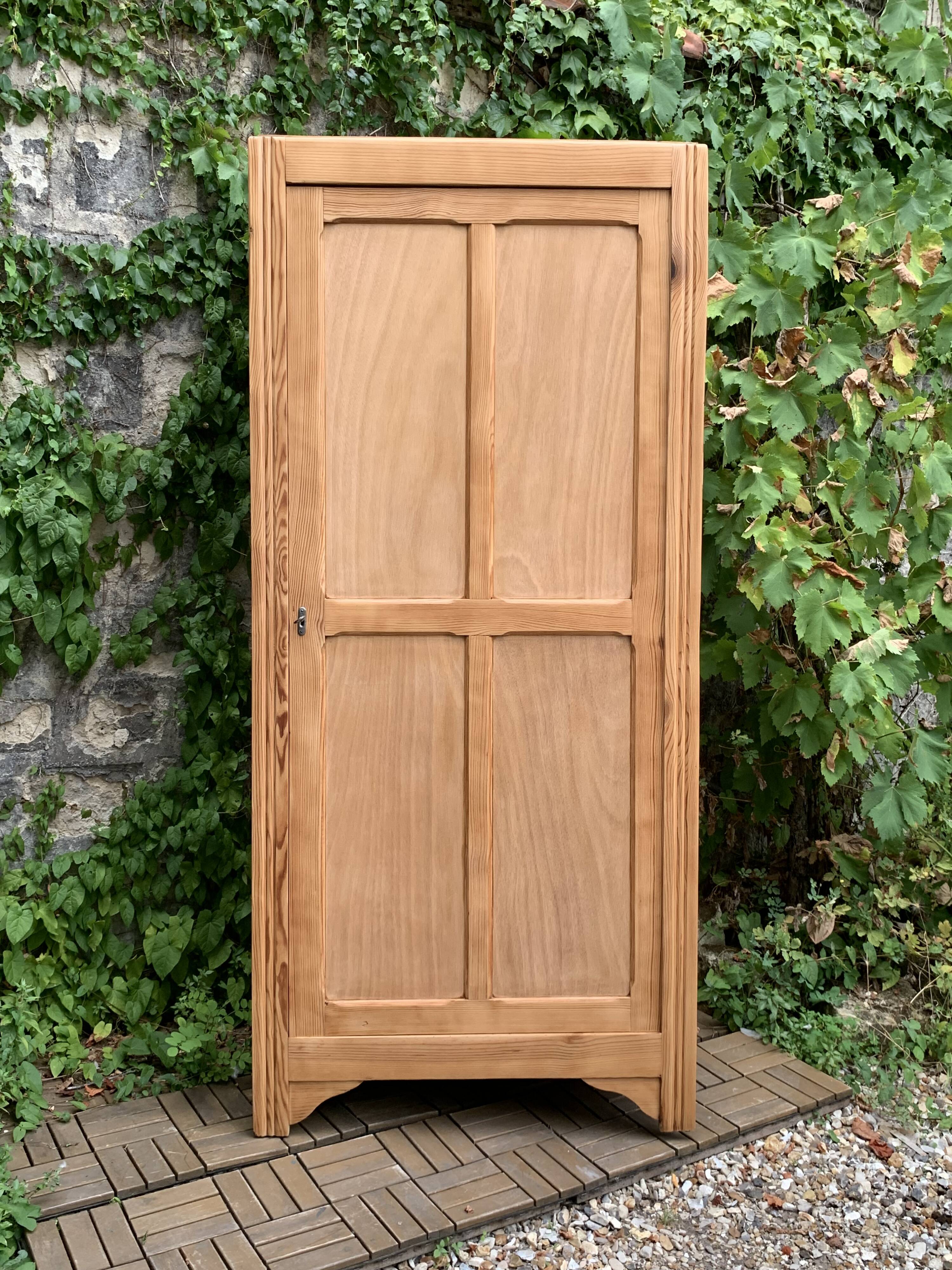 Parisian bonnet wardrobe, raw wood, 1950s
