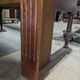 Art Deco brasserie bench in oak and bordeaux leatherette seat 220 cm