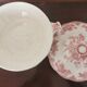 English soup bowl with purple floral motifs