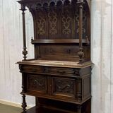 Gothic walnut sideboard with marble top, early 20th century