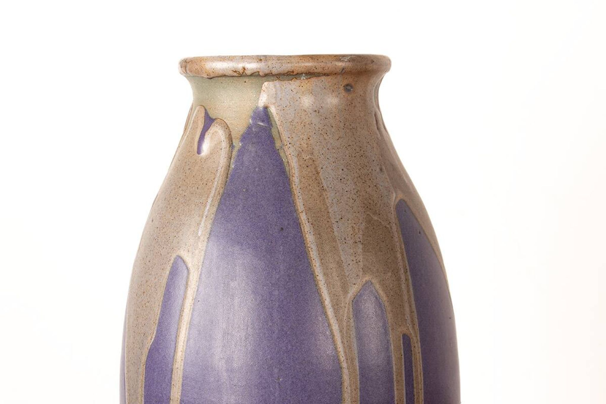 Large Art Deco glazed ceramic vase, by Léon Pointu, Puisaye stoneware.