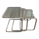 Nesting tables metal and smoked glass 70s
