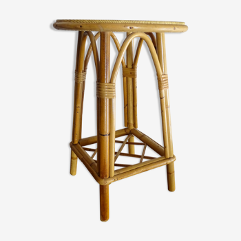 Tabouret rotin vintage 60's 70 's