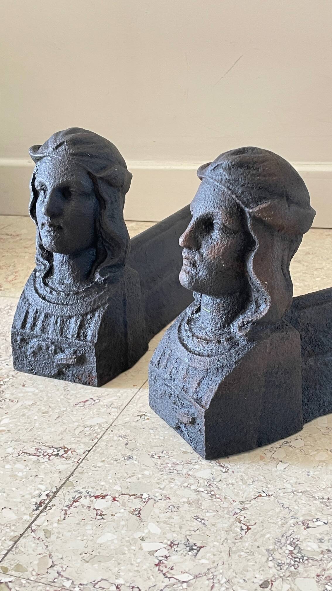 Chenets antique cast iron vintage