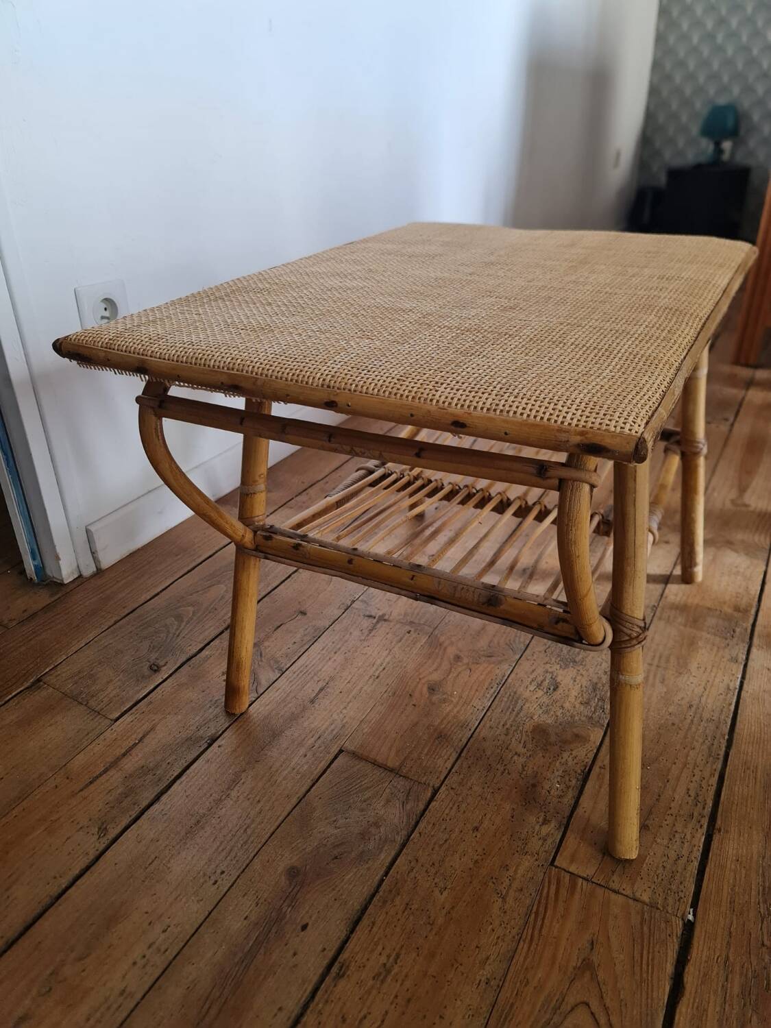 1950s 60s rattan coffee table