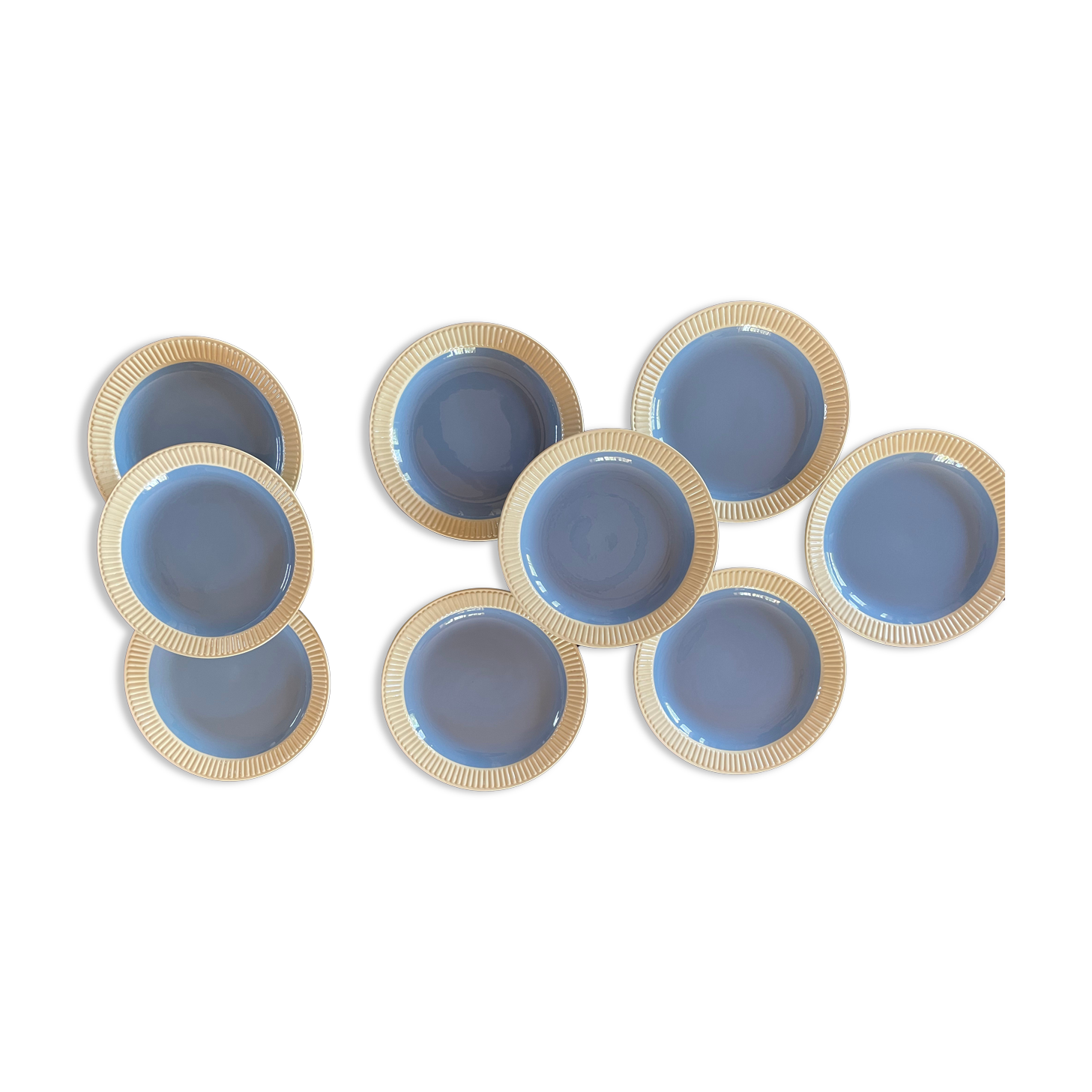 Set of 9 blue dessert plates Villeroy and Boch Model Lido Year 50