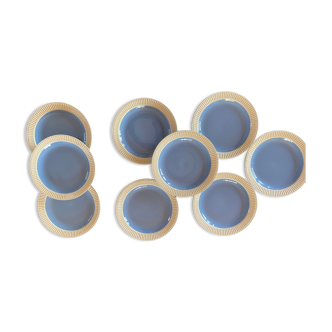 Set of 9 blue dessert plates Villeroy and Boch Model Lido Year 50