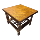 Table basse vintage 70 rotin