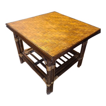 Vintage 70s rattan coffee table