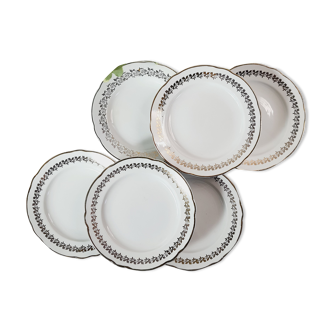 Set of 6 mismatched dessert plates Sarreguemines