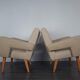 Pair of Jitona armchairs reupholstered Beige Fabric, Czech 1960s