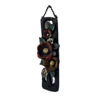 Vintage brutalist ceramic flower wall decoration