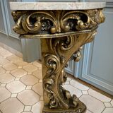 Carved wooden and marble console