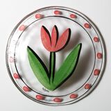 Assiette en verre vintage Kosta Boda : Tulipe rose Design par Ulrica Hydman Vallien