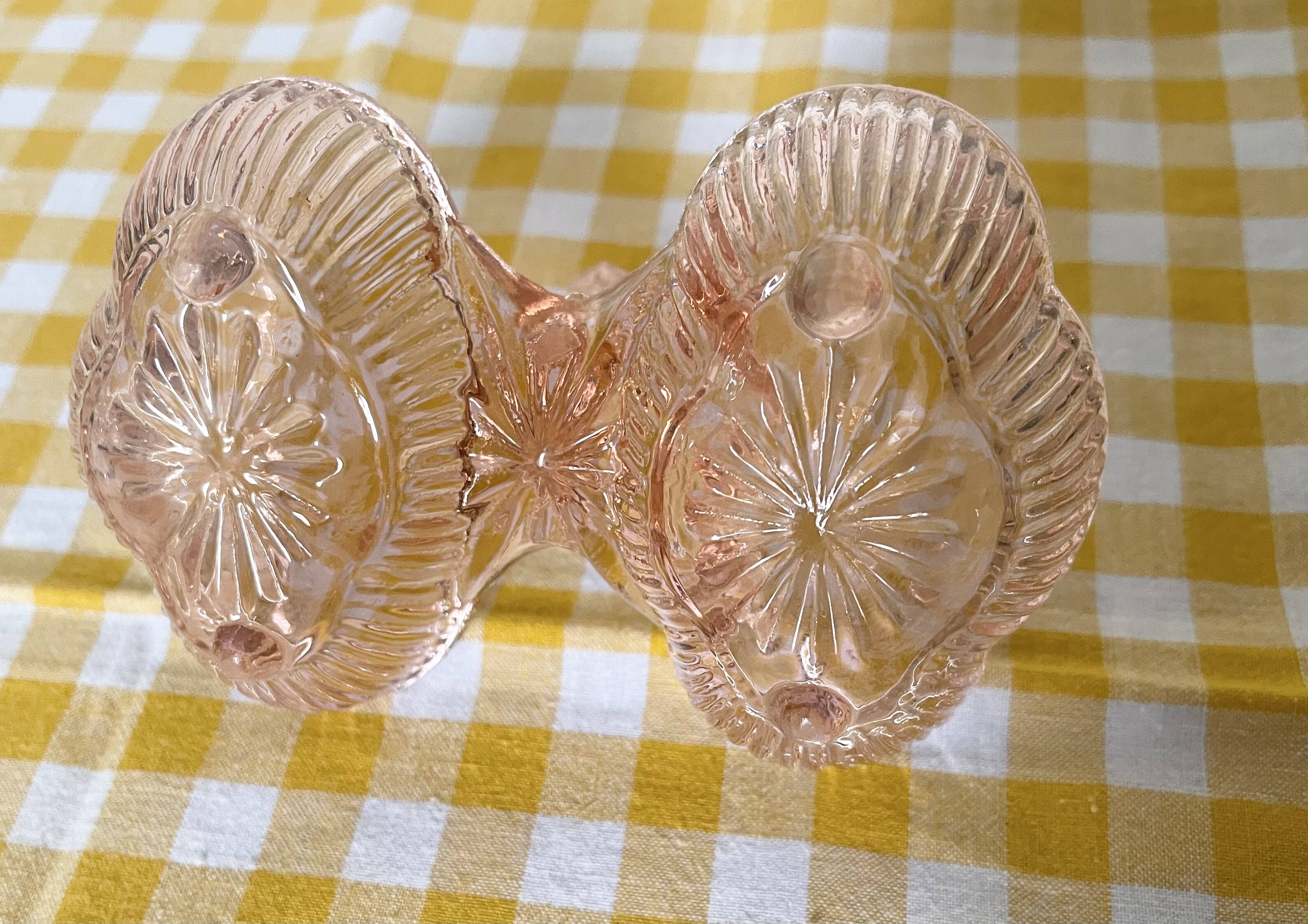 Pink molded double glass salt shaker
