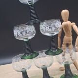 Set of 6 engraved Roemer wine glasses