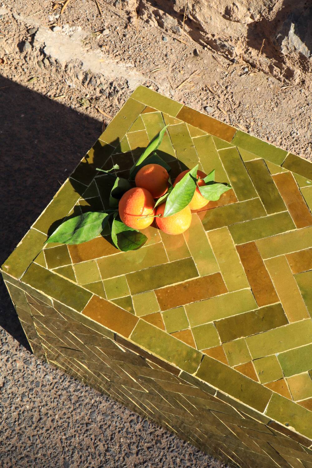 Olive green modern zellige coffee table