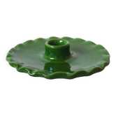 Bougeoir en céramique assiette dentelée vert sapin