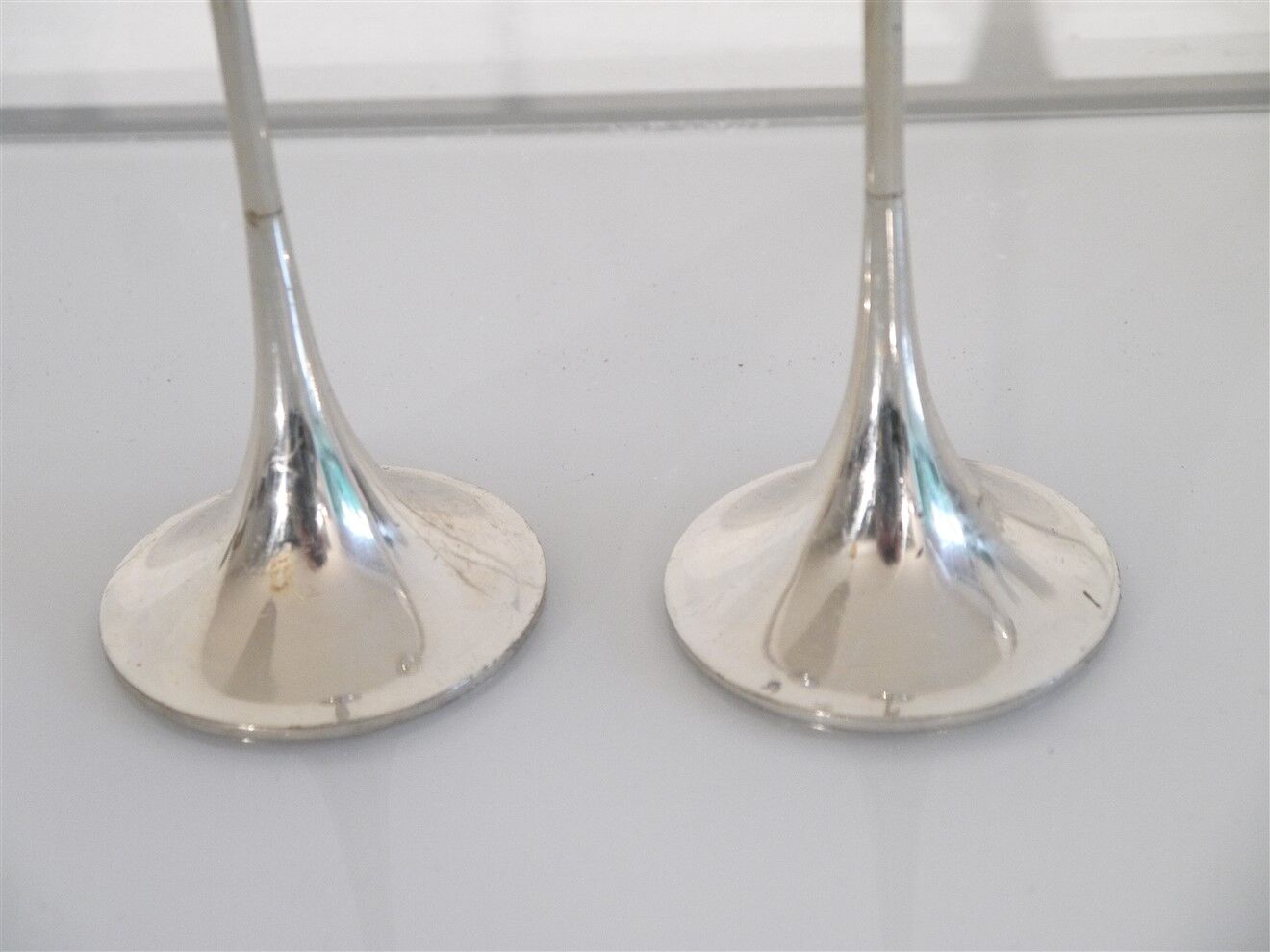 Pair of vintage metal candle holders 1970