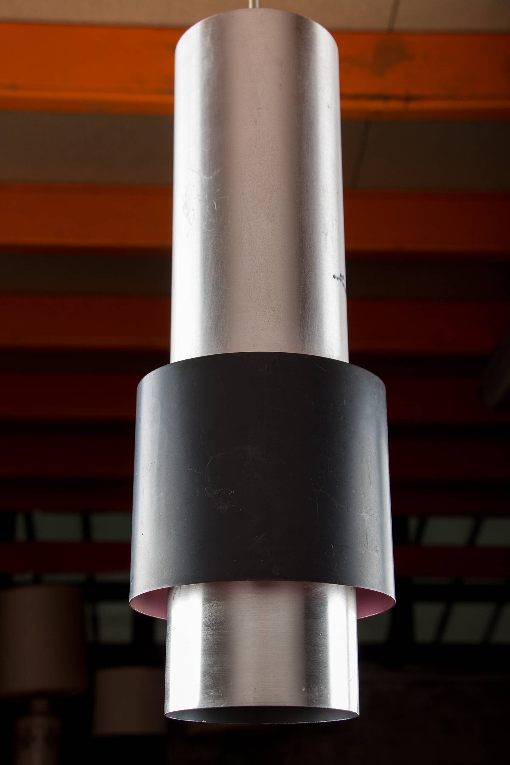 Large Danish aluminum pendant light, Zénith model by Jo Hammerborg for Fog & Mørup 1960.