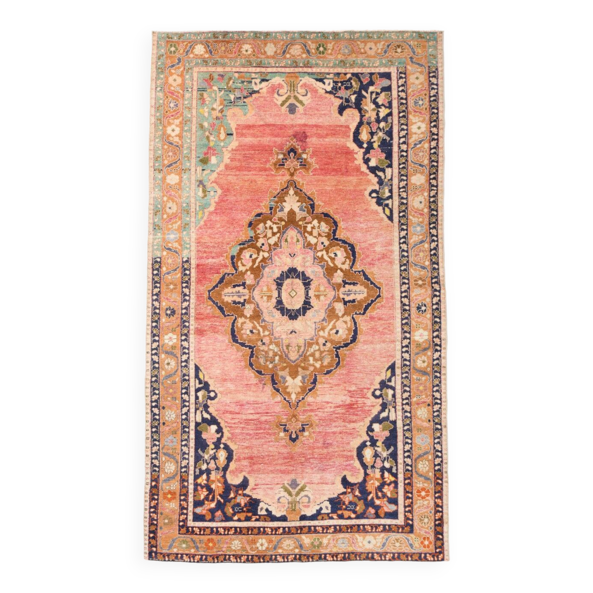 5x9 Pink & Navy Blue Soft Pastel Persian Rug, 152x272Cm SK 20089