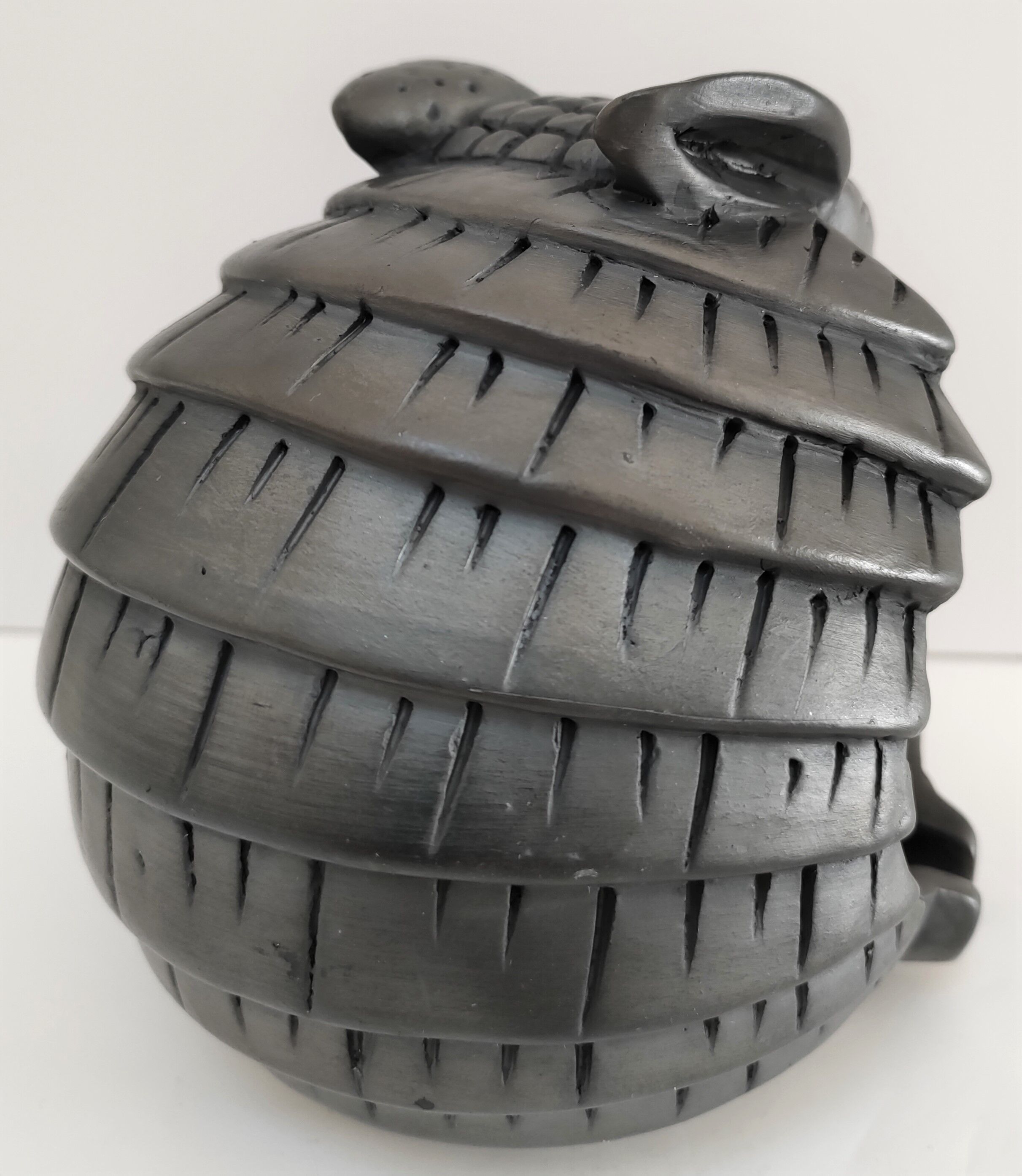 Zoomorphic ashtray armadillo black ceramic signed