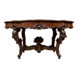 Violin-shaped pedestal table in mahogany and white marble, Napoleon III period