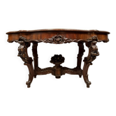 Violin-shaped pedestal table in mahogany and white marble, Napoleon III period