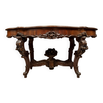 Violin-shaped pedestal table in mahogany and white marble, Napoleon III period