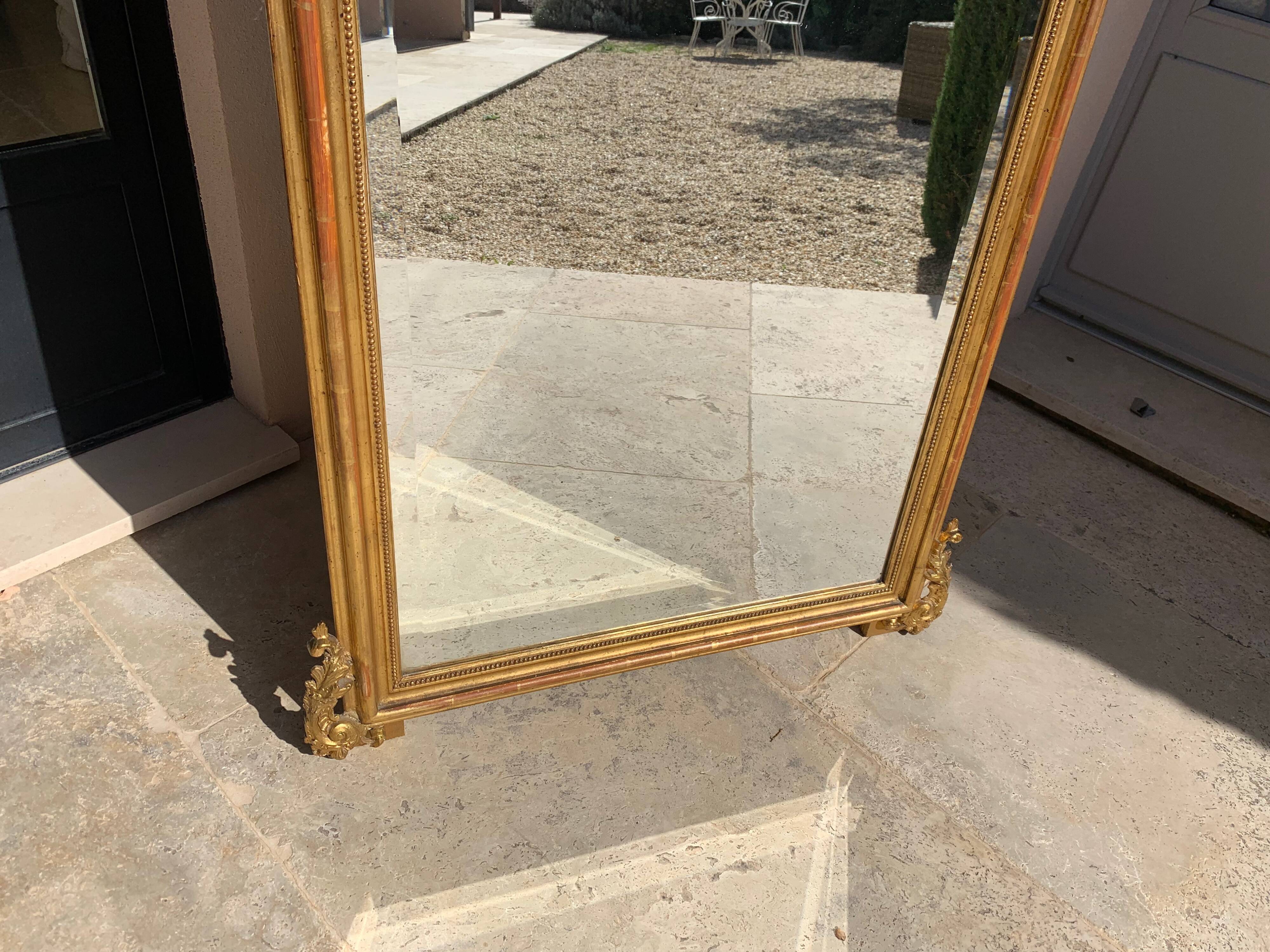 Napoleon iii beveled mirror in 19th century rocaille style, large model, in gilded wood