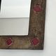 Ceramic Framed Mirror in Bronze with Red Cabochons. French Work.