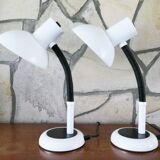 Pair of identical desk or bedside lamps 1970