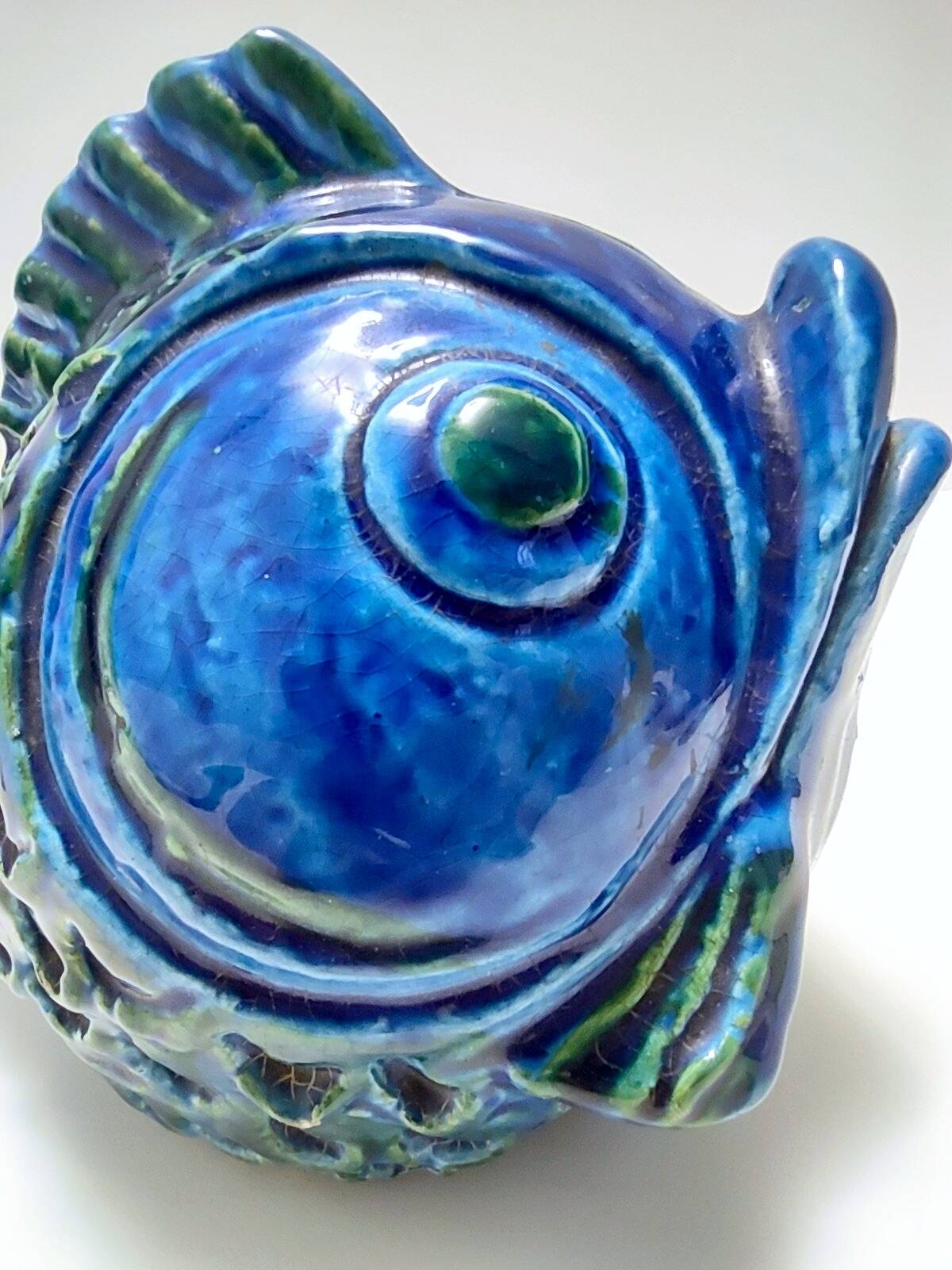 Rimini Blue Ceramic Fish Money Box by Bitossi, Italy