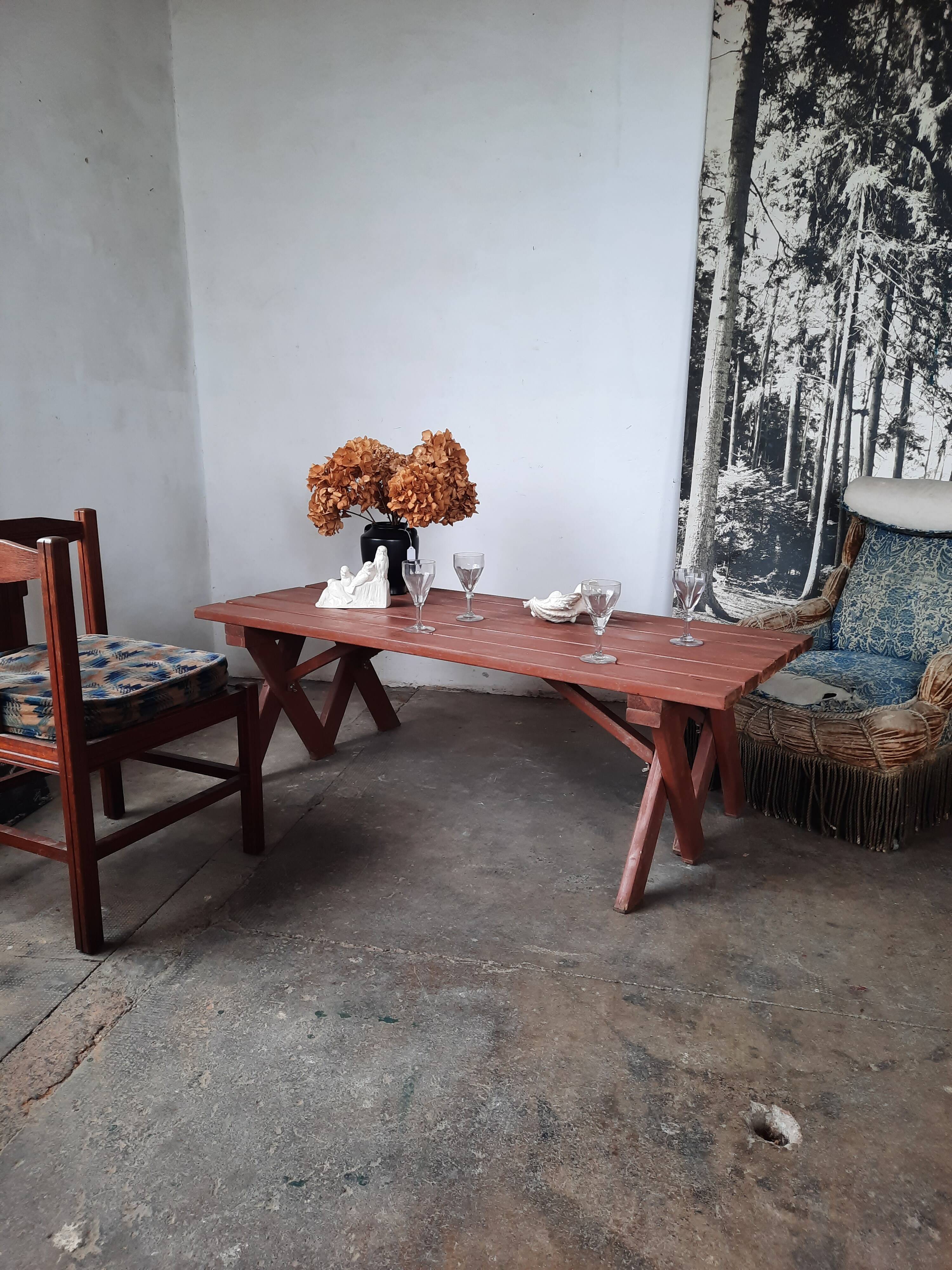 Paire de bancs pliant de  jardin  en bois